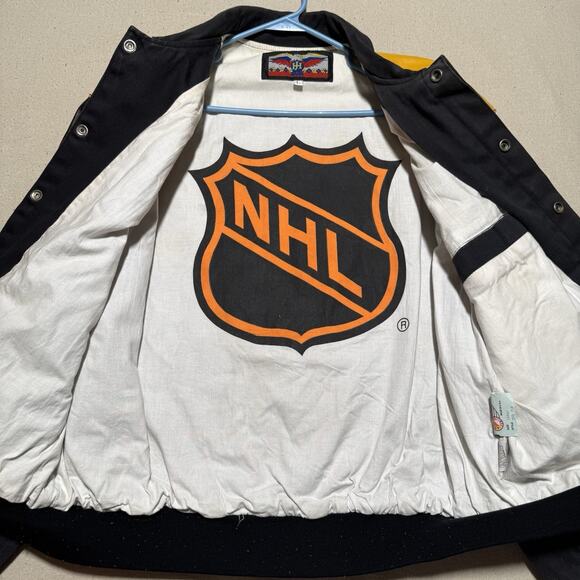 Vintage Jeff Hamilton NHL Pittsburgh Penguins Leather Varsity Jacket Large USA - Picture 7 of 12